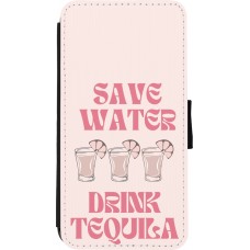 iPhone Xs Max Case Hülle - Wallet schwarz Cocktail Save Water Drink Tequila