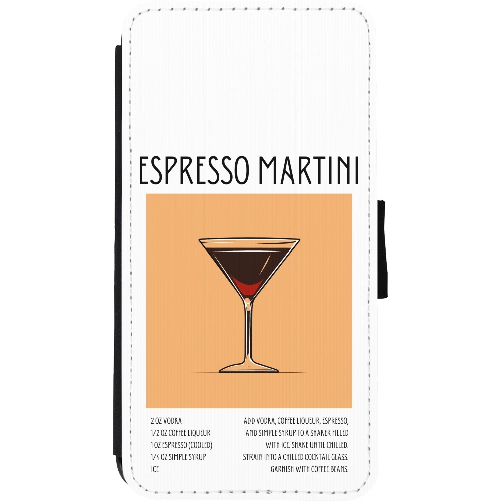 iPhone Xs Max Case Hülle - Wallet schwarz Cocktail Rezept Espresso Martini