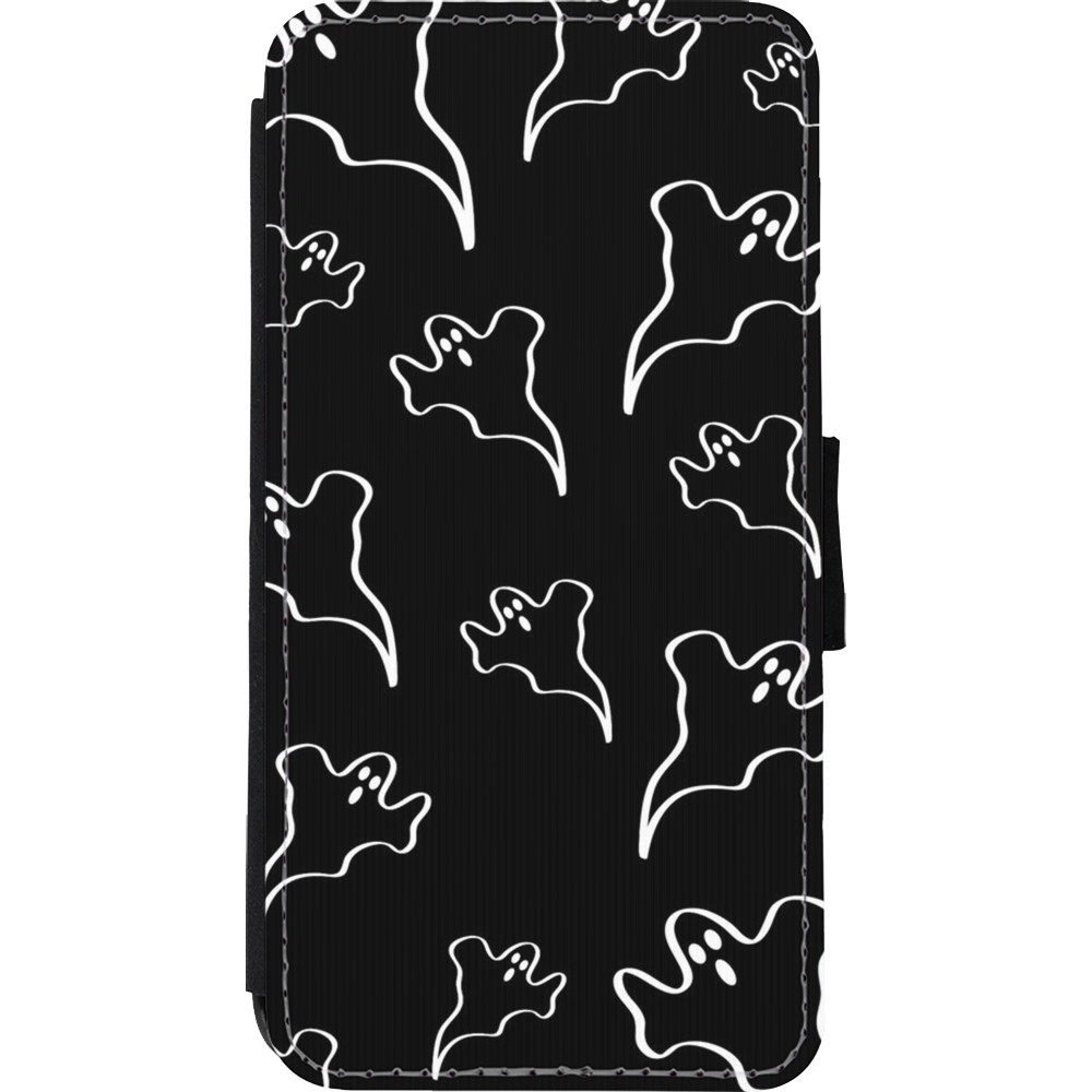 iPhone Xs Max Case Hülle - Wallet schwarz Halloween 2024 black and white ghosts