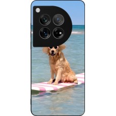 Coque OnePlus 12 - Silicone rigide noir Summer Dog on Paddle