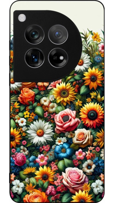 Coque OnePlus 12 - Silicone rigide noir Summer Floral Pattern