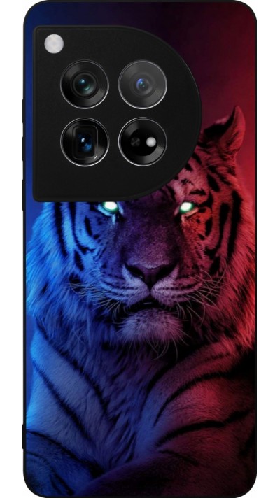 OnePlus 12 Case Hülle - Silikon schwarz Tiger Blue Red