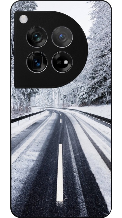 OnePlus 12 Case Hülle - Silikon schwarz Winter 22 Snowy Road