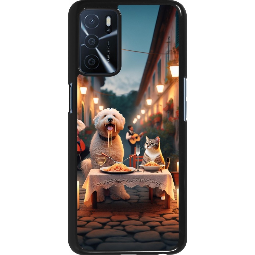 OPPO A16s Case Hülle - Valentin 2024 Hund & Katze Kerzenlicht