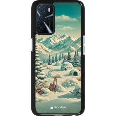 OPPO A16s Case Hülle - Vintage Schneebedeckter Berg Iglu