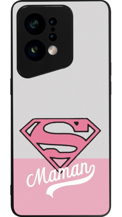 Coque OPPO Find X5 - Silicone rigide noir Mom 2024 Super hero maman