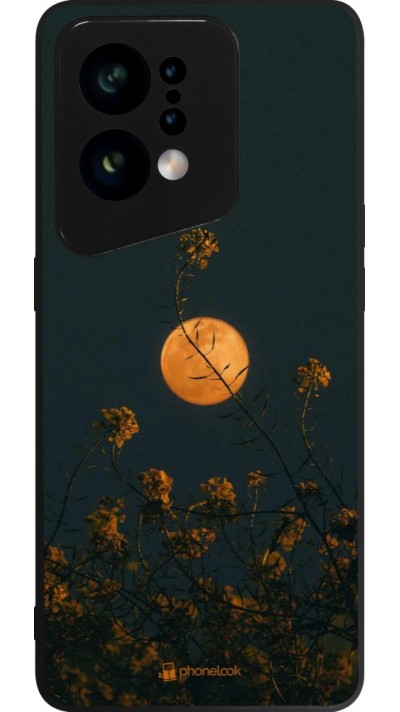 Coque OPPO Find X5 - Silicone rigide noir Moon Flowers