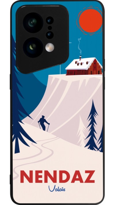 Coque OPPO Find X5 - Silicone rigide noir Nendaz Cabane Ski