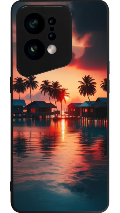 Coque OPPO Find X5 - Silicone rigide noir Paradis Maldives