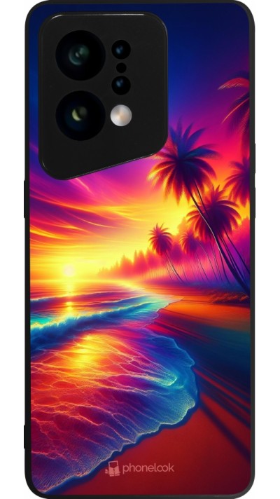 OPPO Find X5 Case Hülle - Silikon schwarz Strand Sonnenuntergang auffällig