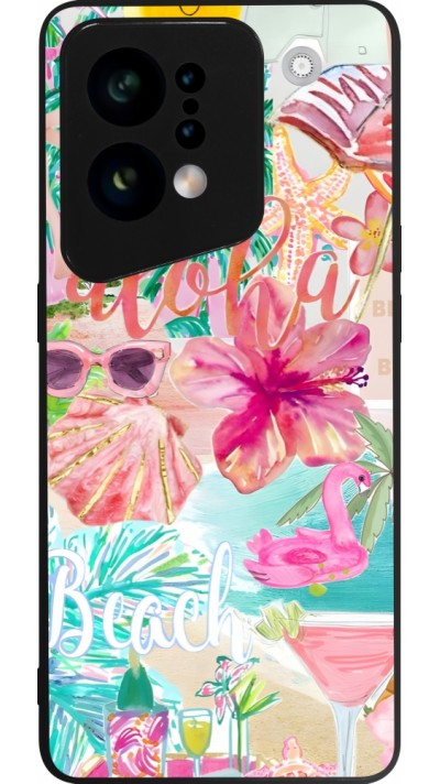 Coque OPPO Find X5 - Silicone rigide noir Preppy Collage Aloha