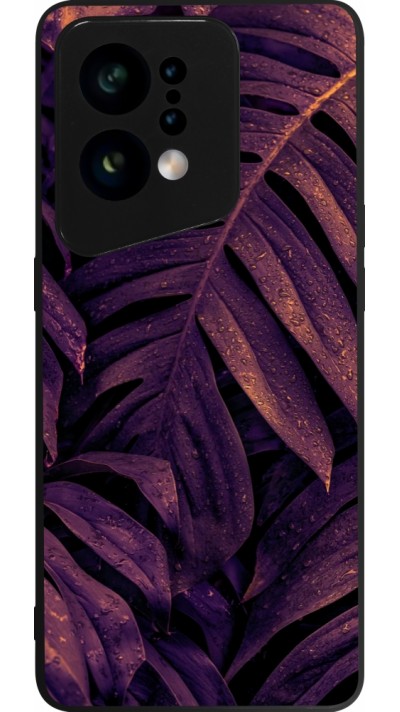 Coque OPPO Find X5 - Silicone rigide noir Purple Light Leaves