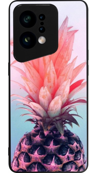 Coque OPPO Find X5 - Silicone rigide noir Purple Pink Pineapple