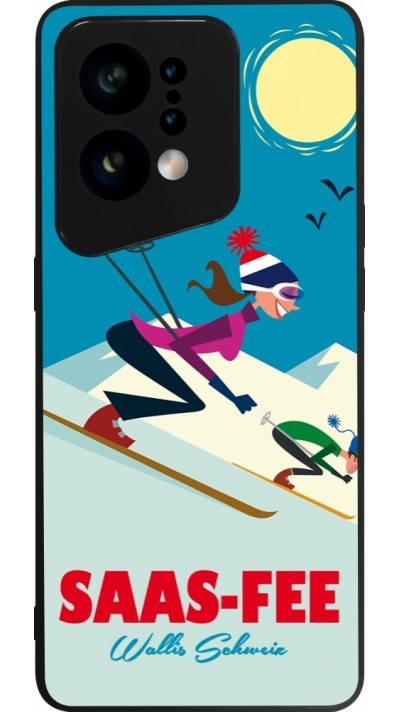 Coque OPPO Find X5 - Silicone rigide noir Saas-Fee Ski Downhill