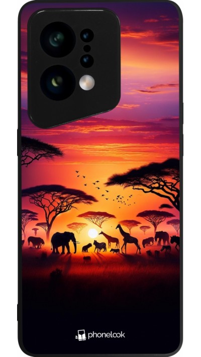 Coque OPPO Find X5 - Silicone rigide noir Safari sunset wildlife