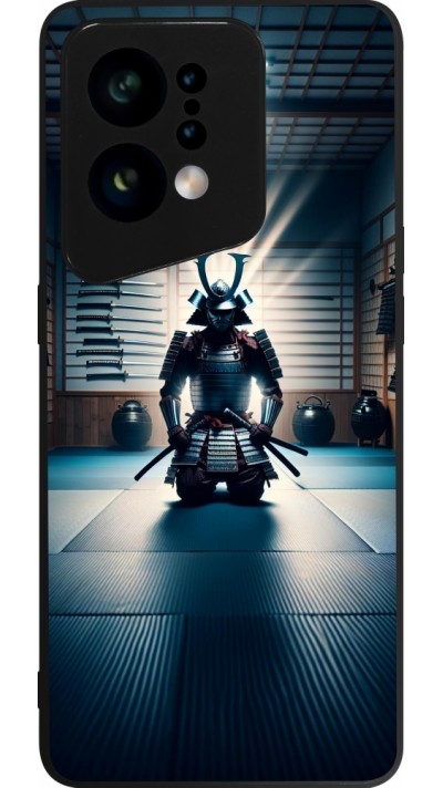 Coque OPPO Find X5 - Silicone rigide noir Samouraï en prière