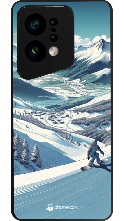 Coque OPPO Find X5 - Silicone rigide noir Snowboarder Montagne