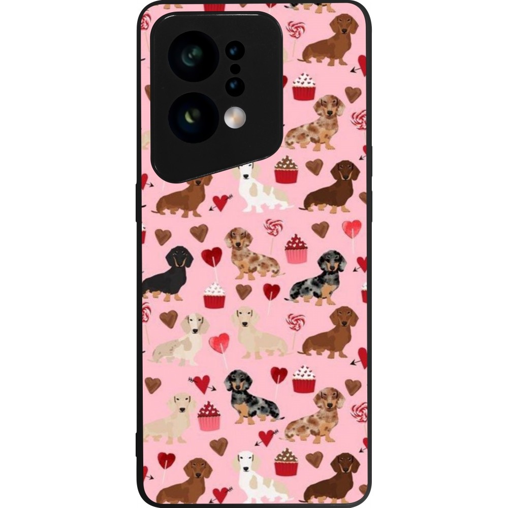 OPPO Find X5 Case Hülle - Silikon schwarz Valentine 2024 puppy love