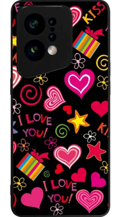 OPPO Find X5 Case Hülle - Silikon schwarz Valentine 2023 love symbols