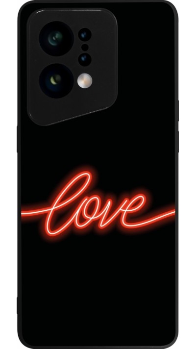 OPPO Find X5 Case Hülle - Silikon schwarz Valentine 2023 neon love