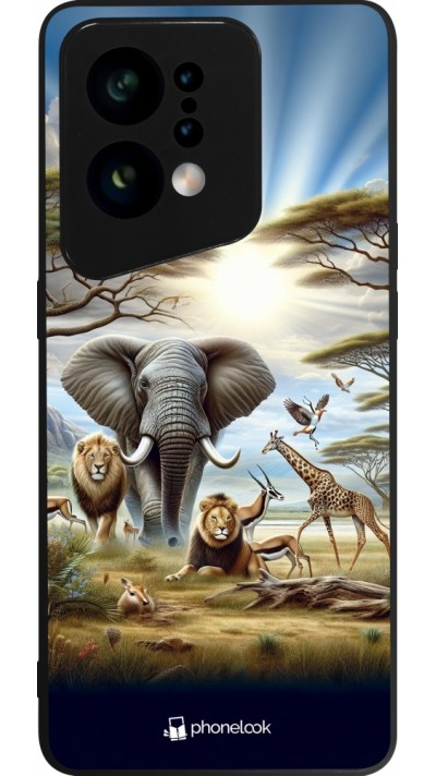 Coque OPPO Find X5 - Silicone rigide noir Vie sauvage africaine