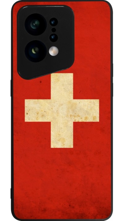 OPPO Find X5 Case Hülle - Silikon schwarz Vintage Flag SWISS