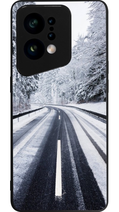 OPPO Find X5 Case Hülle - Silikon schwarz Winter 22 Snowy Road