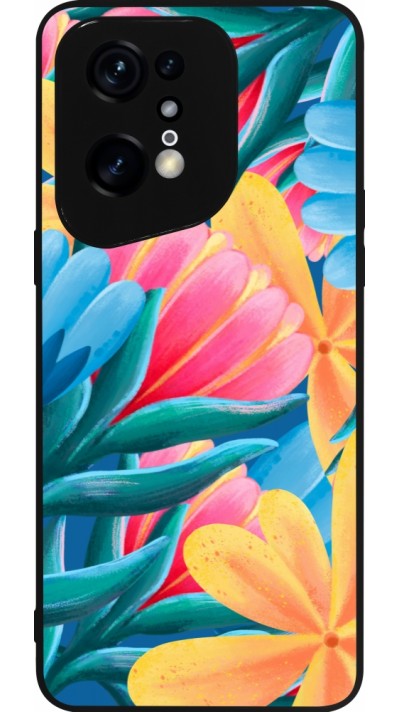 Coque OPPO Find X5 Pro - Silicone rigide noir Spring 23 colorful flowers