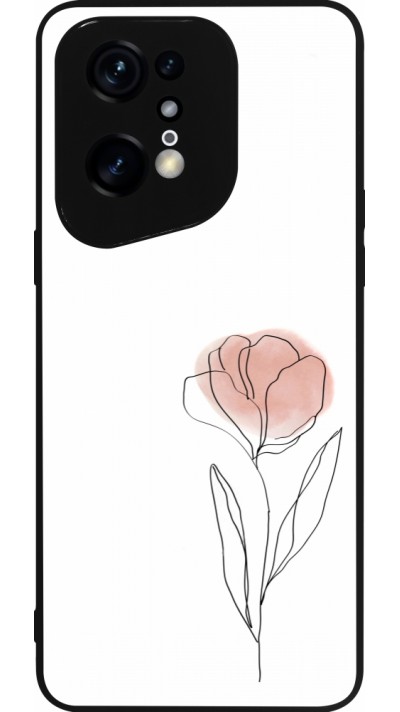 Coque OPPO Find X5 Pro - Silicone rigide noir Spring 23 minimalist flower