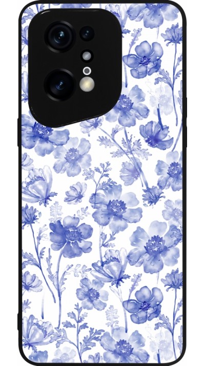 OPPO Find X5 Pro Case Hülle - Silikon schwarz Spring 23 watercolor blue flowers