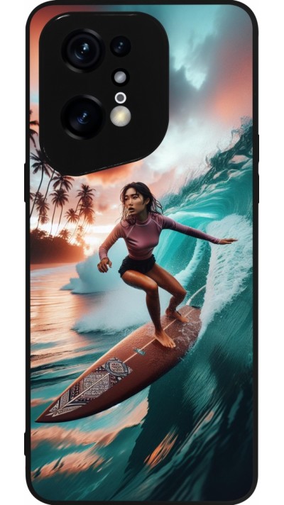 OPPO Find X5 Pro Case Hülle - Silikon schwarz Surferin aus Bali