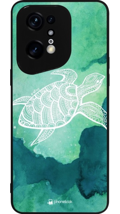 OPPO Find X5 Pro Case Hülle - Silikon schwarz Turtle Aztec Watercolor