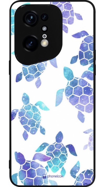 OPPO Find X5 Pro Case Hülle - Silikon schwarz Turtles pattern watercolor