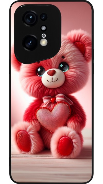 OPPO Find X5 Pro Case Hülle - Silikon schwarz Valentin 2024 Rosaroter Teddybär