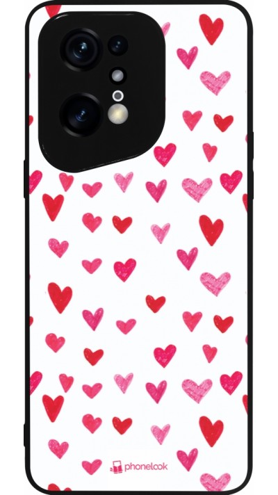 OPPO Find X5 Pro Case Hülle - Silikon schwarz Valentine 2022 Many pink hearts