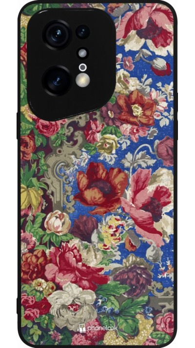 OPPO Find X5 Pro Case Hülle - Silikon schwarz Vintage Art Flowers