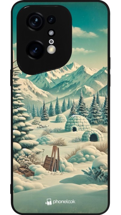 OPPO Find X5 Pro Case Hülle - Silikon schwarz Vintage Schneebedeckter Berg Iglu