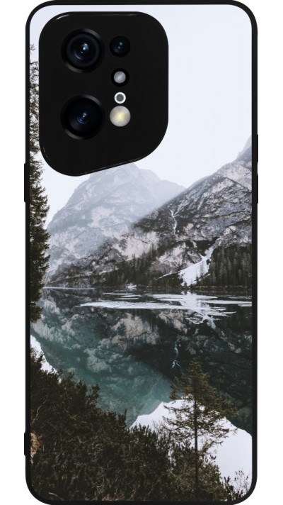 OPPO Find X5 Pro Case Hülle - Silikon schwarz Winter 22 snowy mountain and lake