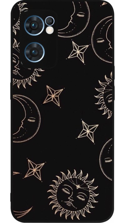 OPPO Reno7 5G Case Hülle - Silikon schwarz Suns and Moons