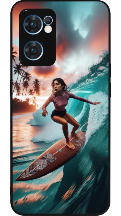 OPPO Reno7 5G Case Hülle - Silikon schwarz Surferin aus Bali