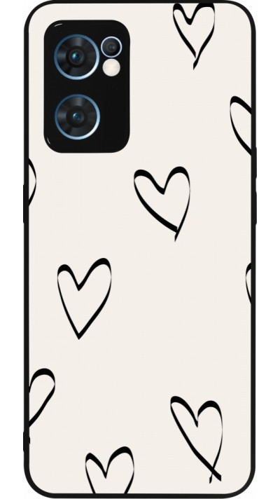 OPPO Reno7 5G Case Hülle - Silikon schwarz Valentine 2023 minimalist hearts