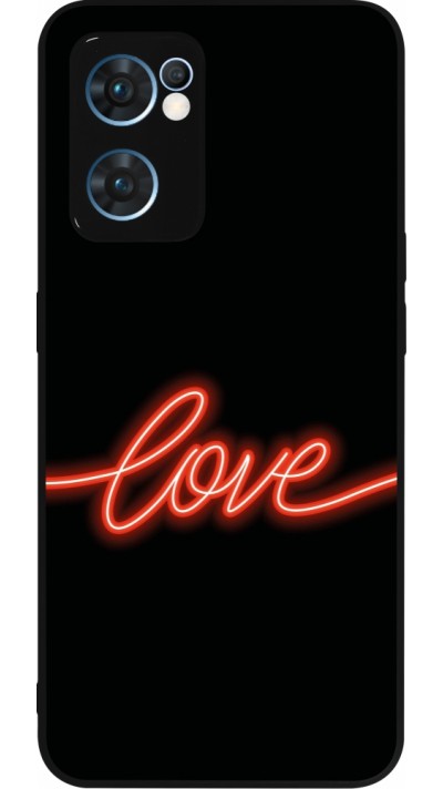 OPPO Reno7 5G Case Hülle - Silikon schwarz Valentine 2023 neon love