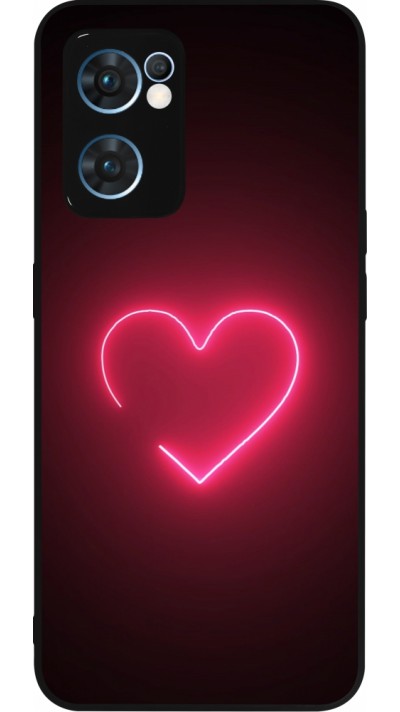 OPPO Reno7 5G Case Hülle - Silikon schwarz Valentine 2023 single neon heart