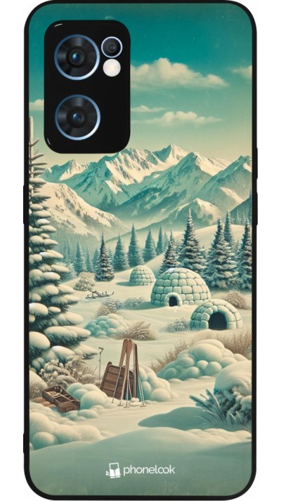 OPPO Reno7 5G Case Hülle - Silikon schwarz Vintage Schneebedeckter Berg Iglu