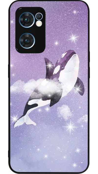 OPPO Reno7 5G Case Hülle - Silikon schwarz Whale in sparking stars