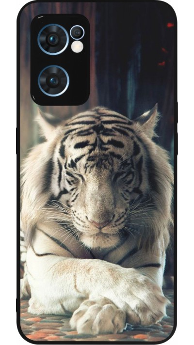 OPPO Reno7 5G Case Hülle - Silikon schwarz Zen Tiger