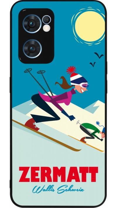 OPPO Reno7 5G Case Hülle - Silikon schwarz Zermatt Ski Downhill