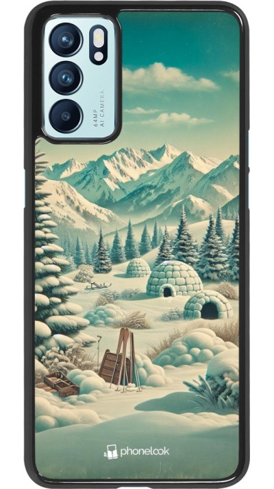 OPPO Reno6 5G Case Hülle - Vintage Schneebedeckter Berg Iglu