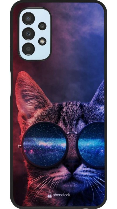 Hülle Samsung Galaxy A13 5G - Silikon schwarz Red Blue Cat Glasses