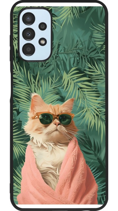 Samsung Galaxy A13 5G Case Hülle - Silikon schwarz Cat Summer Palms